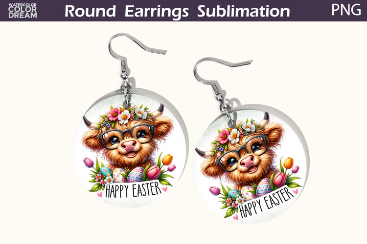 Easter Round Earrings | Easter Animal Earrings example image 1