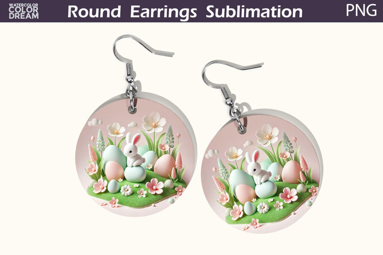 Easter Round Earrings | Easter Animal Earrings example image 1