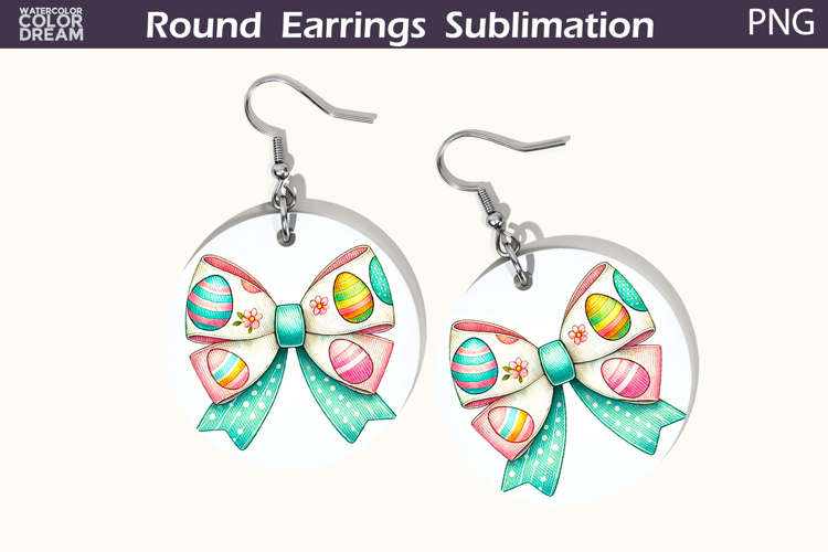 Easter Round Earrings | Easter Bow Earrings