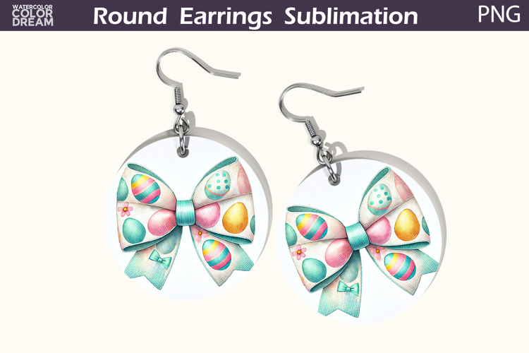 Easter Round Earrings | Easter Bow Earrings