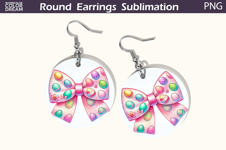 Easter Round Earrings | Easter Bow Earrings example image 1