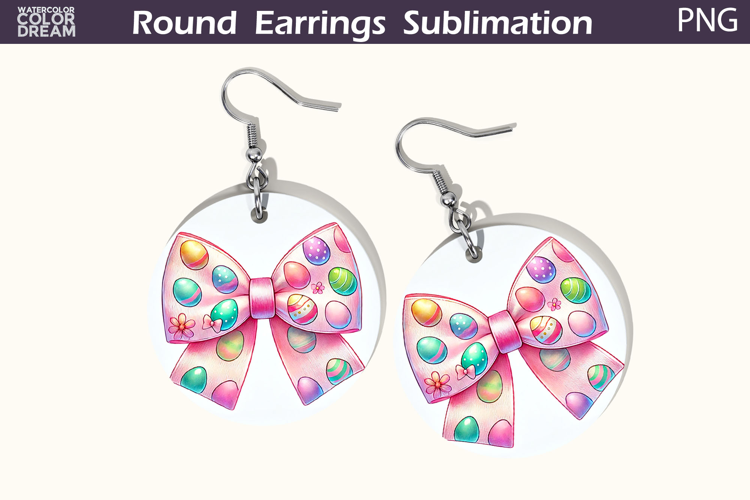 Easter Round Earrings | Easter Bow Earrings