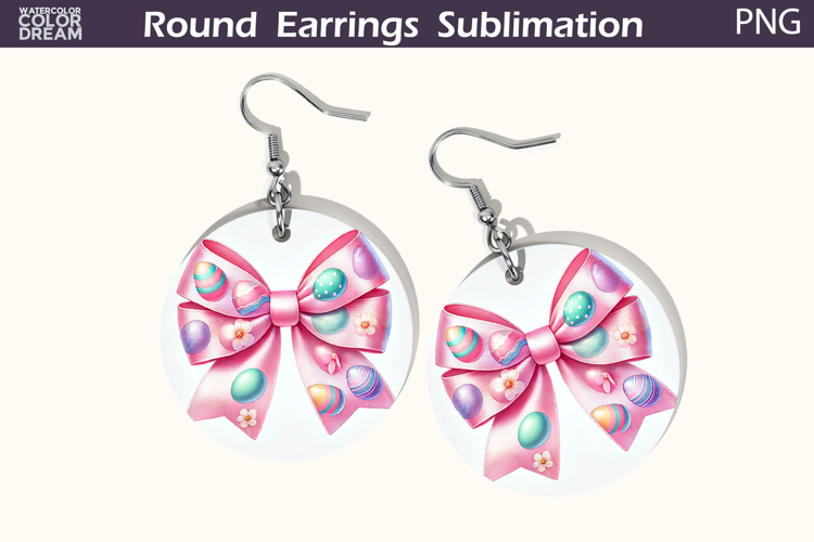 Easter Round Earrings | Easter Bow Earrings
