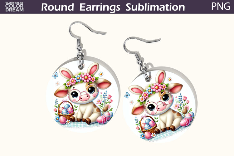 Easter Round Earrings | Easter Animal Earrings example image 1