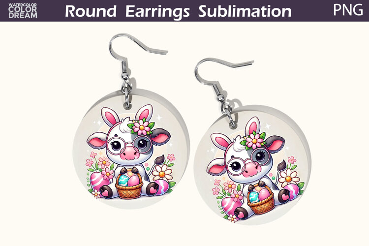 Easter Round Earrings | Easter Animal Earrings example image 1