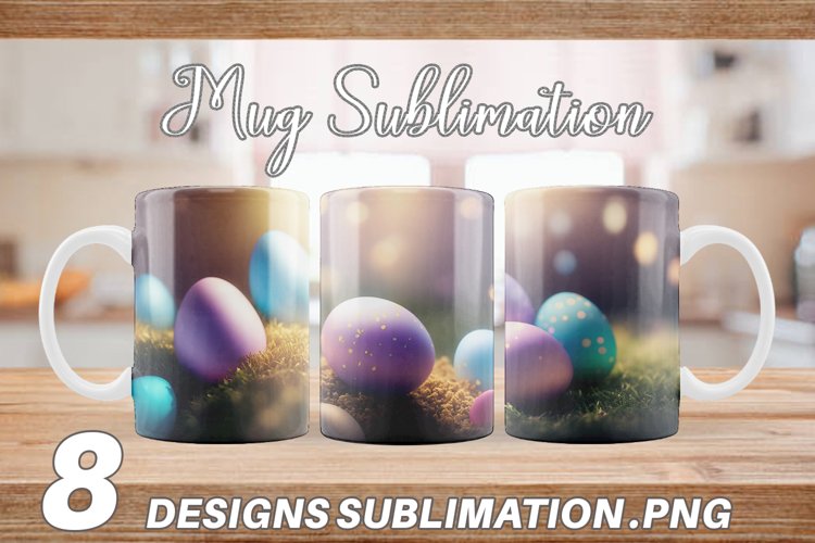 Easter Egg Bokeh Mug sublimation design