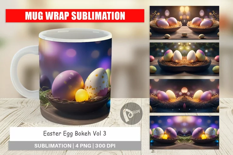 Mug Wrap Design Easter Egg Bokeh