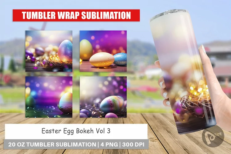 Tumbler Sublimation Wrap Easter Egg Bokeh