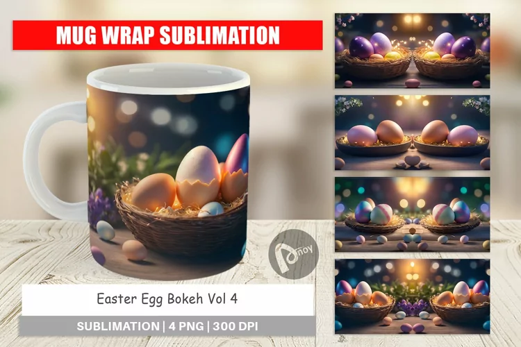 Mug Wrap Design Easter Egg Bokeh