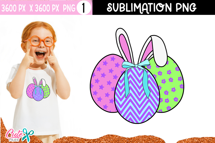 Easter Egg Bunny Ears Sublimation Design