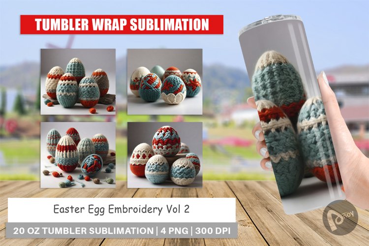 Tumbler Sublimation Easter Egg Embroidery