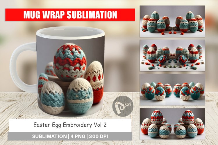 Mug Wrap Design Easter Egg Embroidery