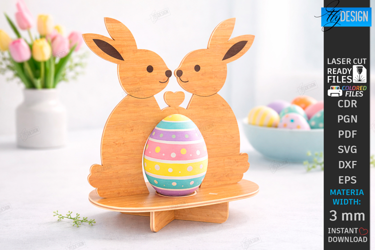 Easter Egg Holder Laser Cut | Bunny Egg Stand | Table Decor