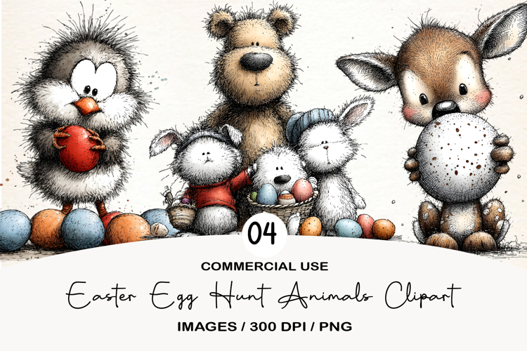 Easter Egg Hunt Animals Clipart