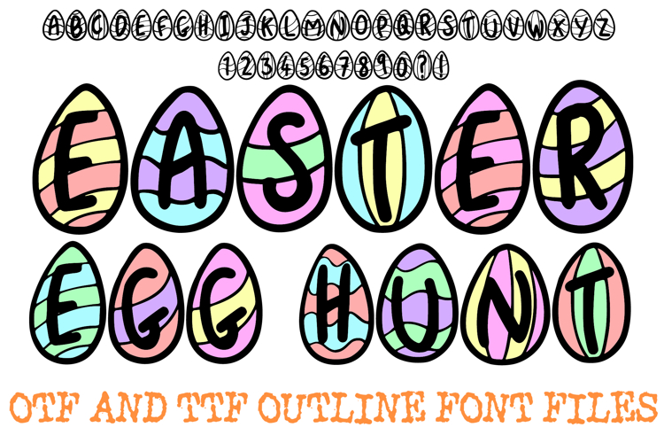 Easter Egg Hunt Font Letters Spring Typography Hand Drawn