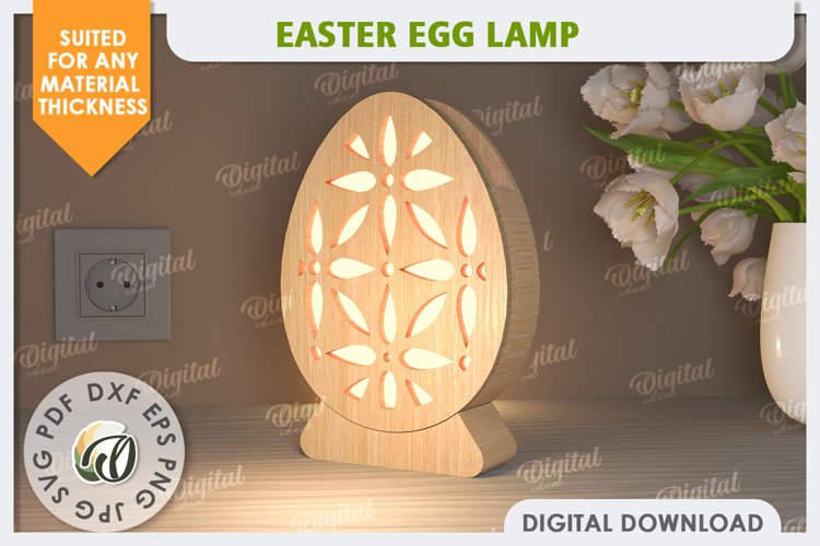 3D Easter Egg Lamp Laser Cut. Led Nightlight. Home Decor SVG