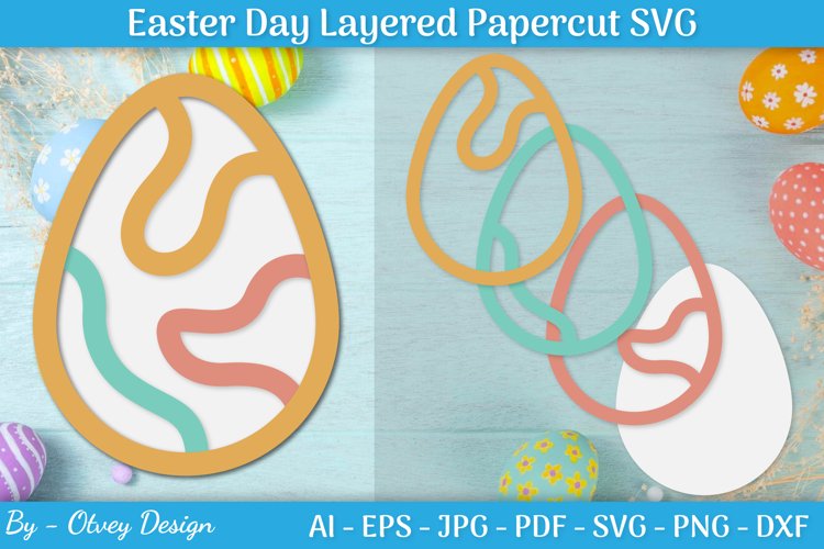 Easter Egg Layered Laser Cut, Easter Egg Layered Papercut example image 1