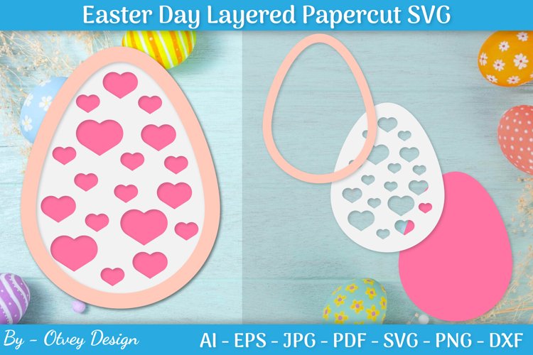 Easter Egg Layered Laser Cut, Easter Egg Layered Papercut example image 1