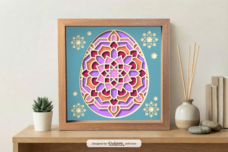 Easter Egg Mandala Shadow Box - 3D Easter Home Decor