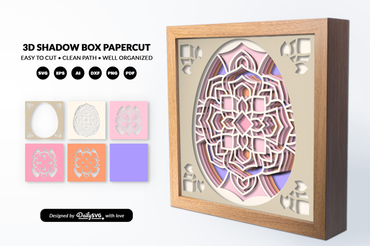 Easter Egg Mandala Shadow Box - 3D Easter Home Decor