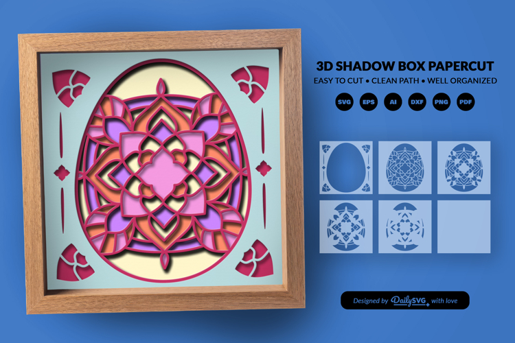 Easter Egg Mandala Shadow Box - 3D Easter Home Decor
