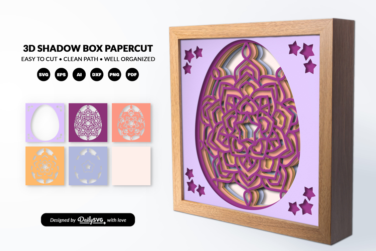 Easter Egg Mandala Shadow Box - 3D Easter Home Decor