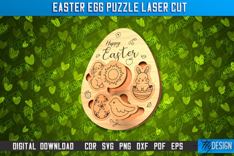 Easter Egg Puzzle | Easter Puzzle Laser Cut Design |CNC File example image 1