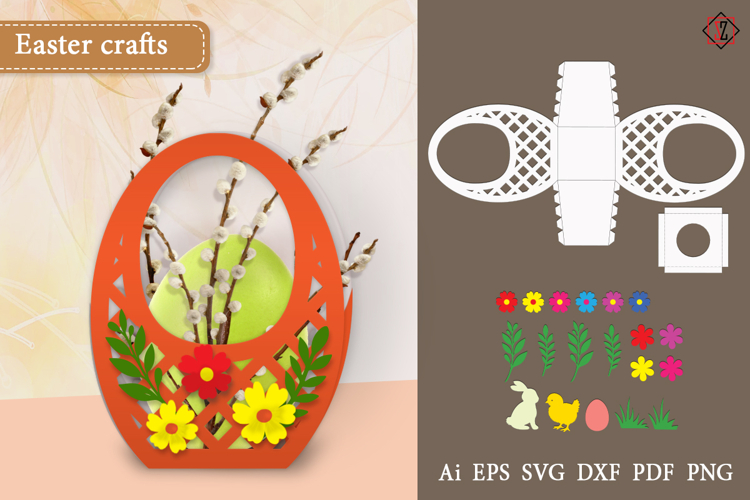 Easter egg-shaped basket / Cut out