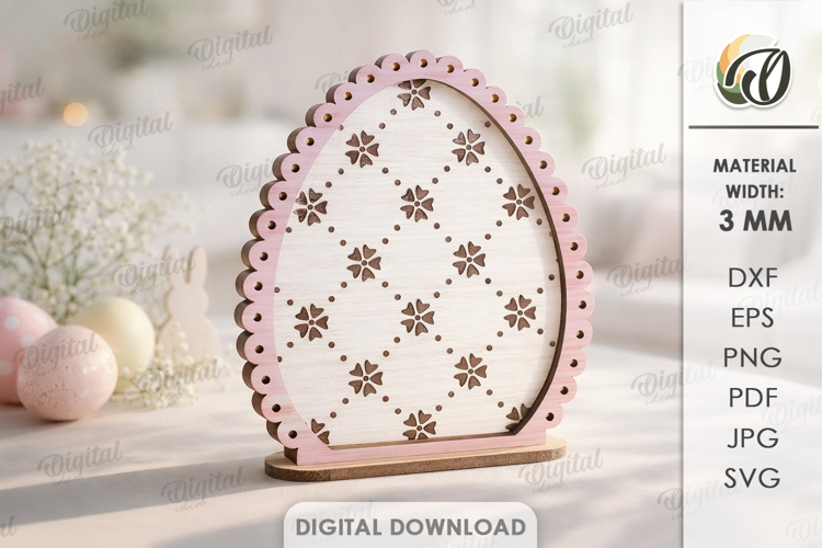 3D Easter Egg Stand Laser Cut. Easter Stand Decor SVG