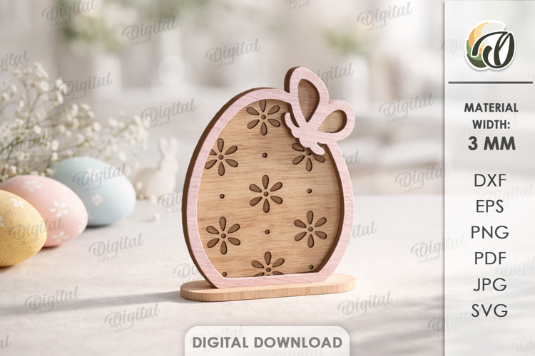 3D Easter Egg Stand Laser Cut. Easter Stand Decor SVG