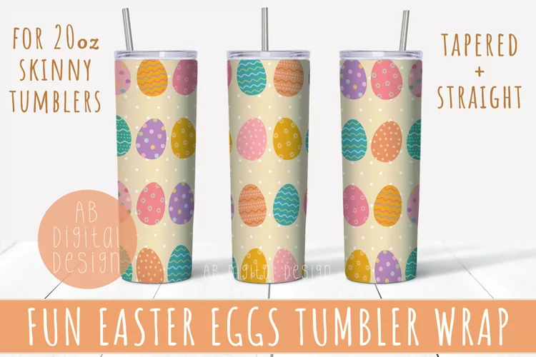 Easter Eggs 20oz Skinny Tumbler Wrap Sublimation Design