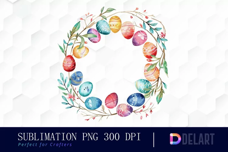 Easter Egg Wreath Watercolor Clipart