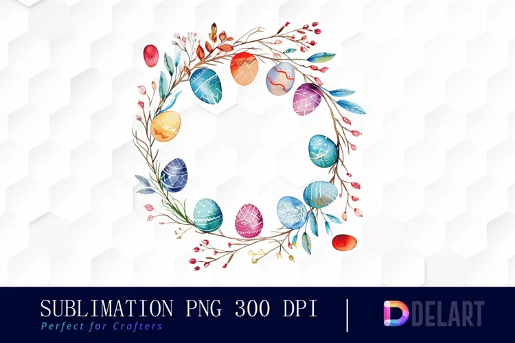 Easter Egg Wreath Watercolor Clipart