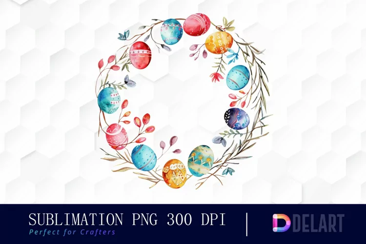 Easter Egg Wreath Watercolor Clipart