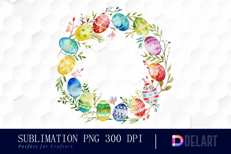 Easter Egg Wreath Watercolor Clipart
