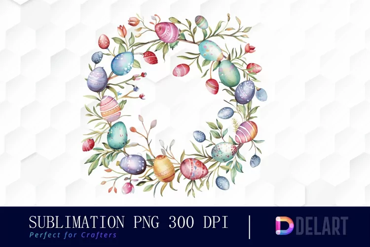 Easter Egg Wreath Watercolor Clipart