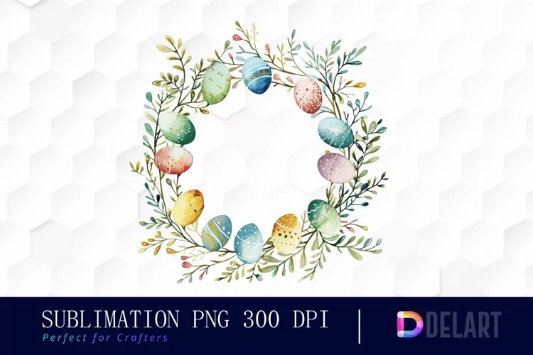 Easter Egg Wreath Illustration Clipart