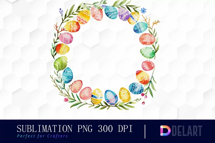 Easter Egg Wreath Illustration Clipart