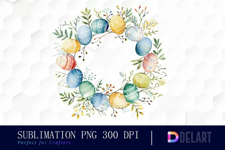Easter Egg Wreath Watercolor Clipart