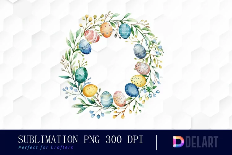Easter Egg Wreath Illustration Clipart
