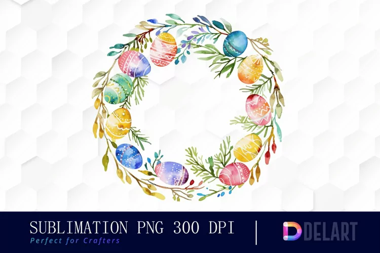 Easter Egg Wreath Illustration Clipart