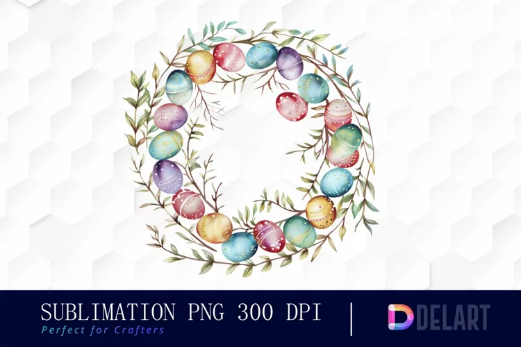 Easter Egg Wreath Illustration Clipart
