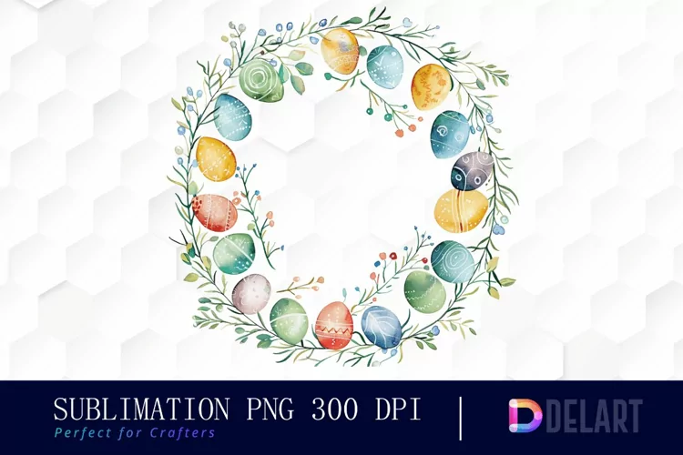 Easter Egg Wreath Watercolor Clipart