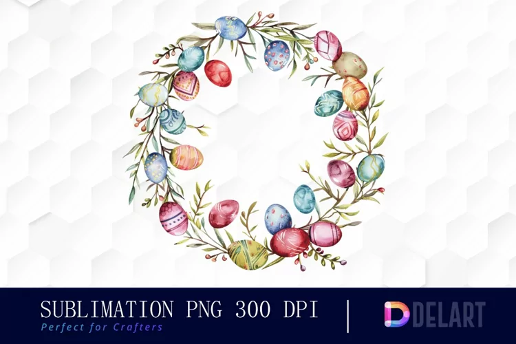 Easter Egg Wreath Watercolor Clipart