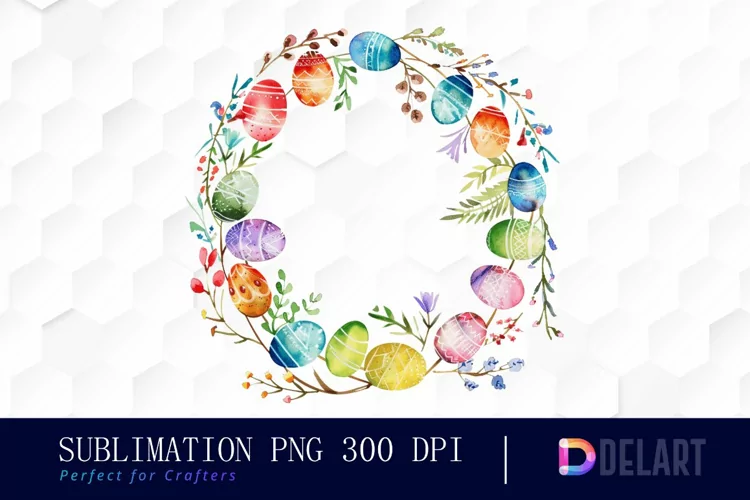Easter Egg Wreath Watercolor Clipart