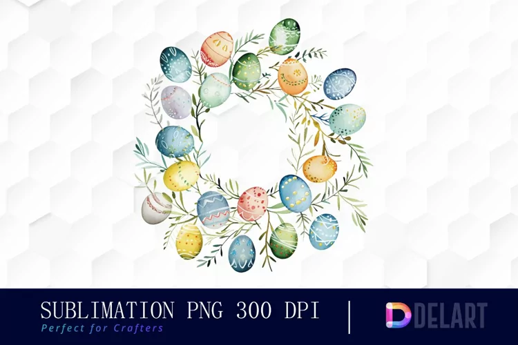 Easter Egg Wreath Watercolor Clipart