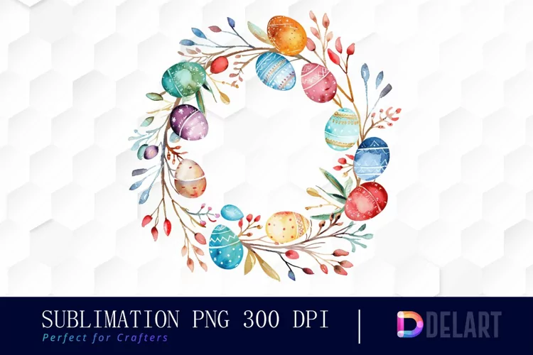 Easter Egg Wreath Illustration Clipart