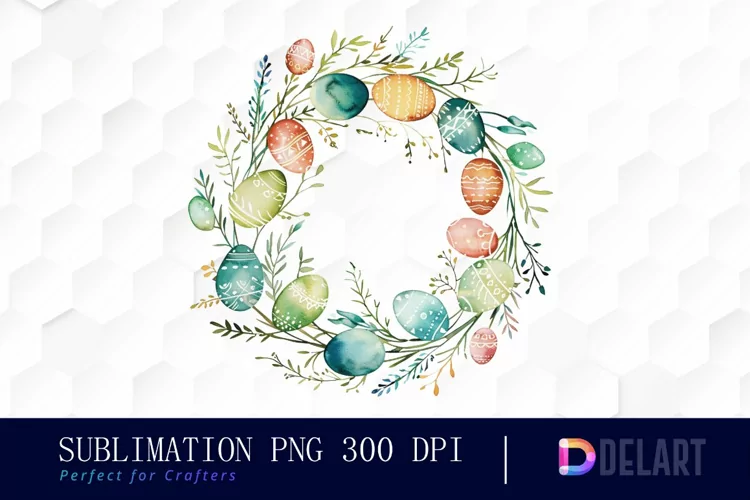 Easter Egg Wreath Illustration Clipart