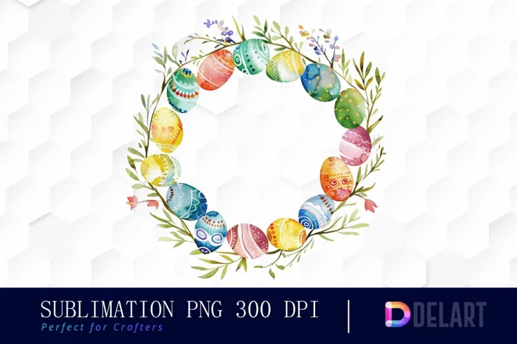 Easter Egg Wreath Illustration Clipart