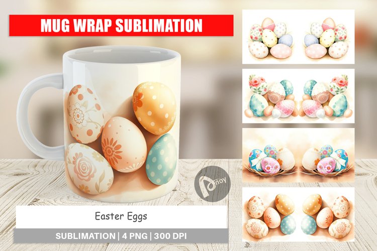 Mug Wrap Design Easter Eggs example image 1